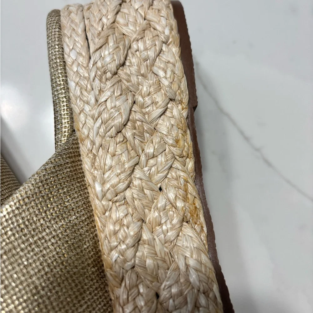 ShuShop Natural Gold Platform Espadrille Slide Sandals